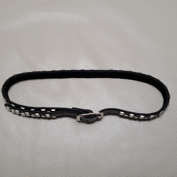 MELAMED BLACK LEATHER BIKER STUDDED BELT SIZE SMAL